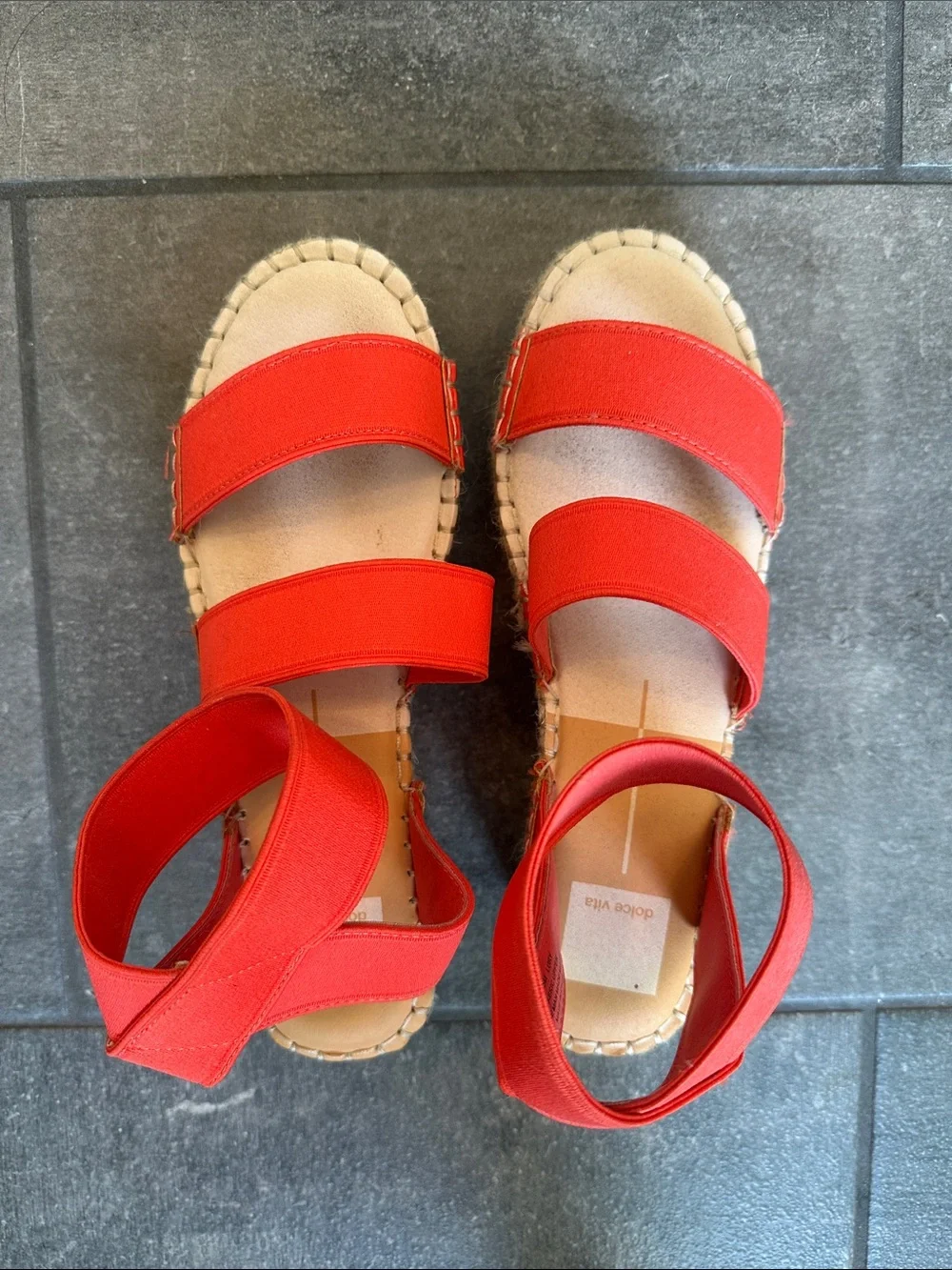 Dolce Vita Red Strappy Espadrille Platform Sandals